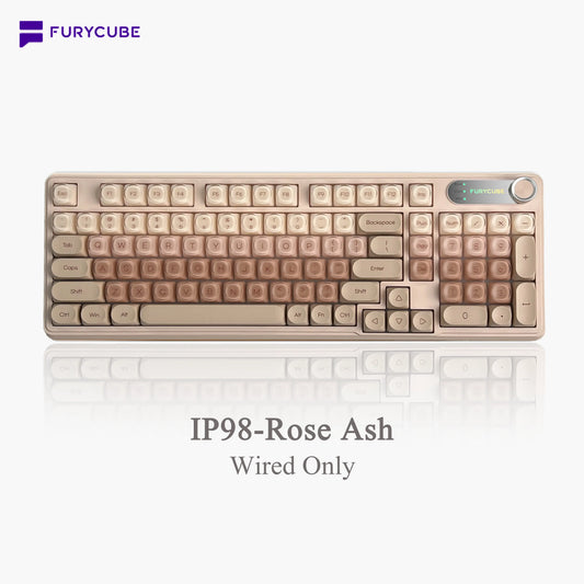 FURYCUBE IP98 Foundation Office Keyboard - 98 Keys with Knob, Wired/Wireless Classic Design with Number Pad, Custom Mechanical Feel, RGB Backlit, Silent Typing for Work, Office, and Gaming - Ideal Mother's Day Gift