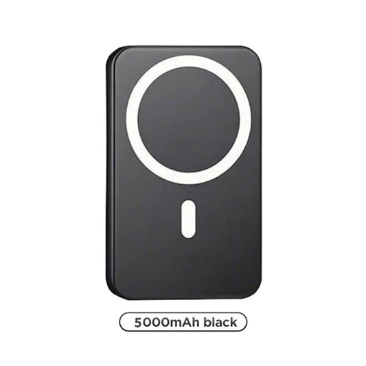 Magnetic Wireless Power Bank 5000mAh - Portable Charger with USB-C and 15W Wireless Charging, Compact Battery Pack for Smartphones, Includes Magnetic Ring for Everyday Use
