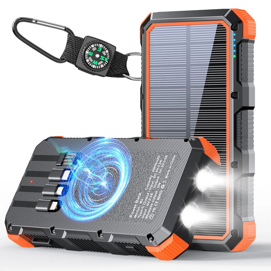 High-Capacity 49,800mAh Solar Power Bank with Wireless Charging, Quick Charge Fast Charging, 8 Outputs, 4 Inputs, and Multi-Functional Flashlight Features, Compatible with All Mobile Devices